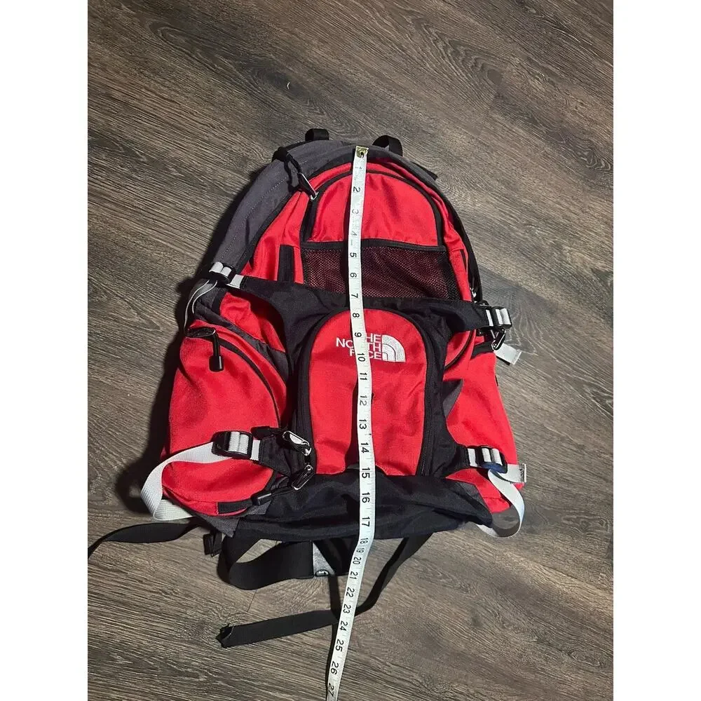 Vintage The North Face Torrent Backpack Red Black Grey Multiple Compartments
